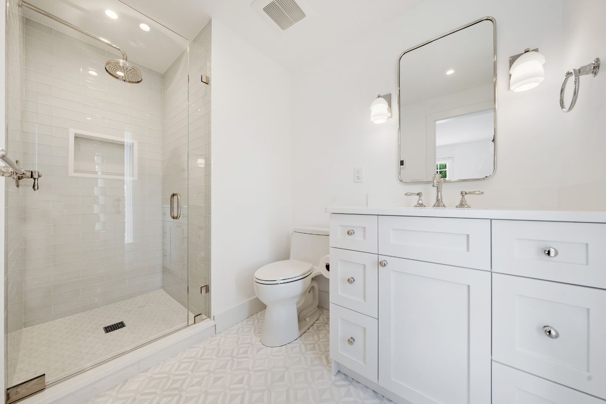 Bathroom, Glass Shower, Interior, Recessed Lighting