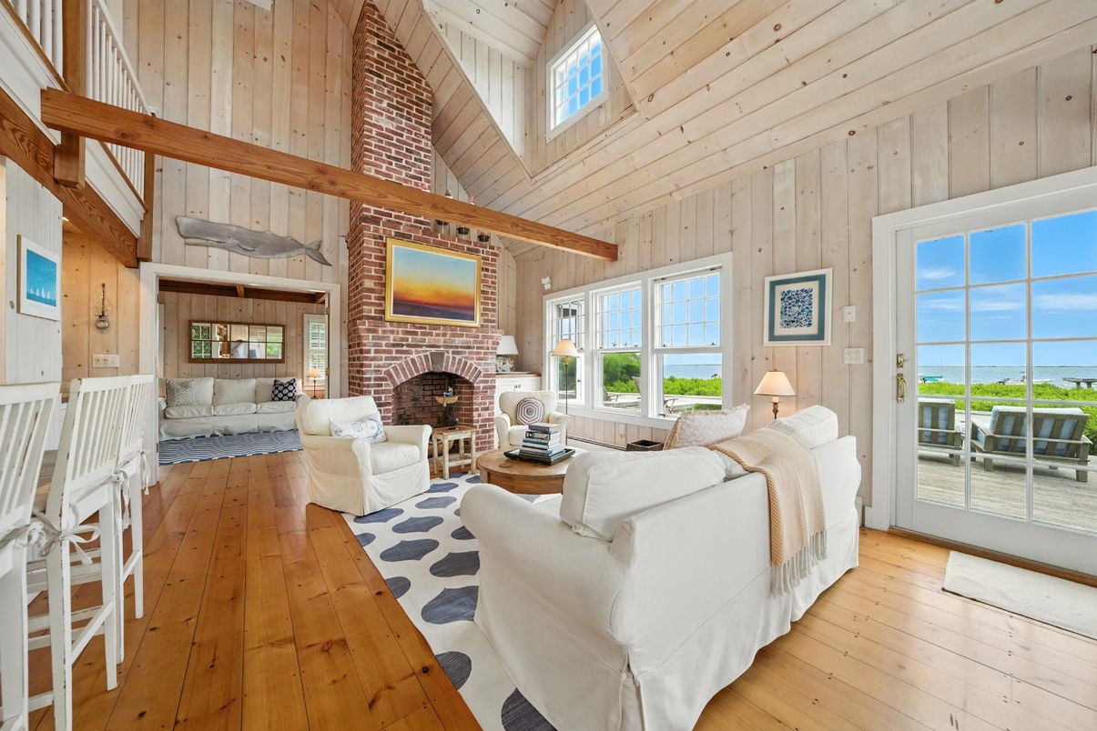 Fireplace, Interior, Living room, Stone Walls, Water, Wooden Beams, Wooden Ceilings, Wood Texture Flooring, Wooden Walls