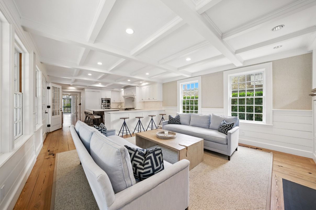 Interior, Kitchen, Living room, Recessed Lighting, Wood Texture Flooring