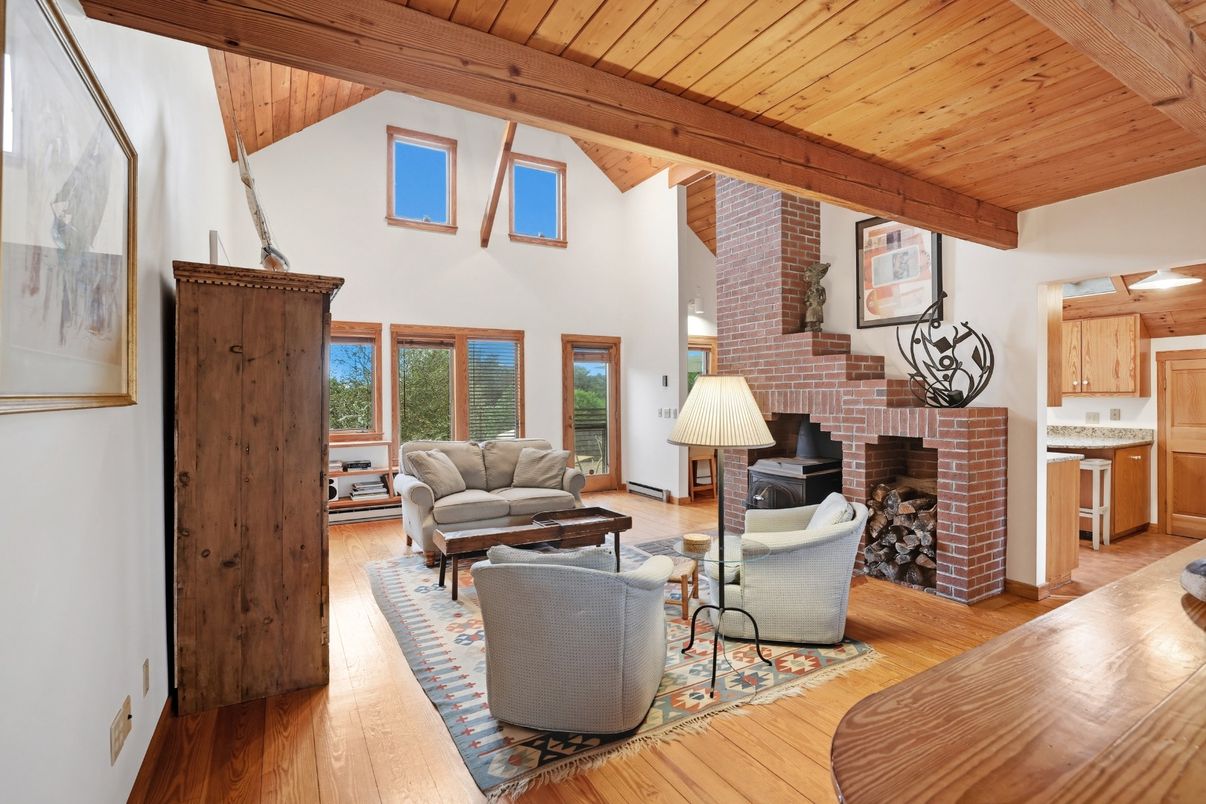 Fireplace, Interior, Living room, Stone Walls, Wooden Beams, Wooden Ceilings, Wood Texture Flooring