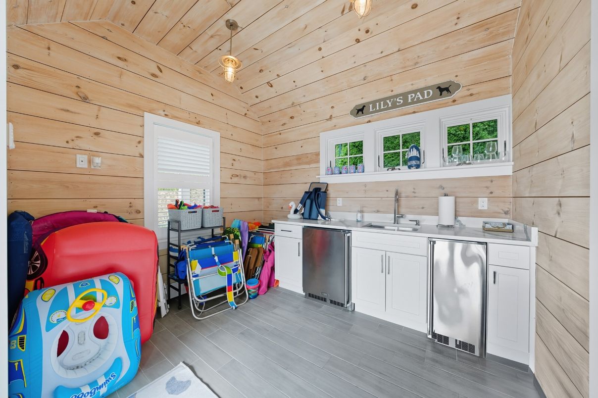 Interior, Kitchen, Pendant Lights, Wooden Ceilings, Wood Texture Flooring, Wooden Walls