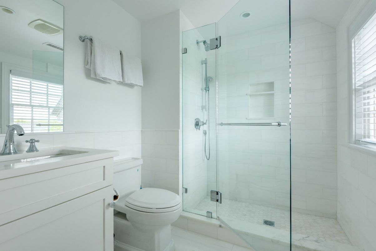 Bathroom, Glass Shower, Interior, Recessed Lighting