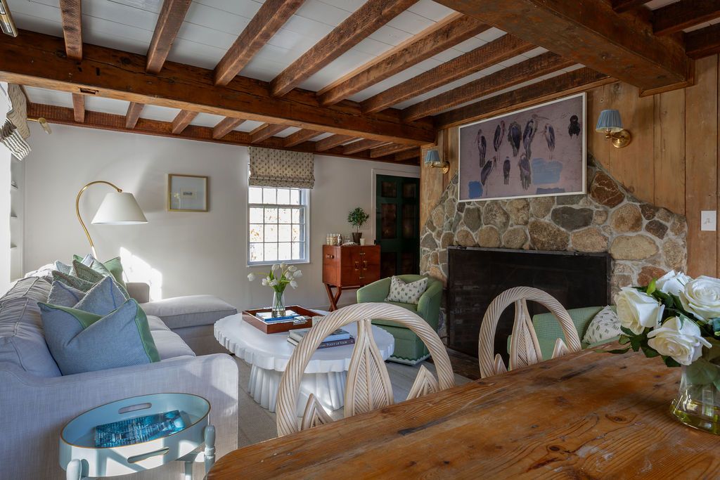 Fireplace, Interior, Living room, Stone Walls, Wooden Beams