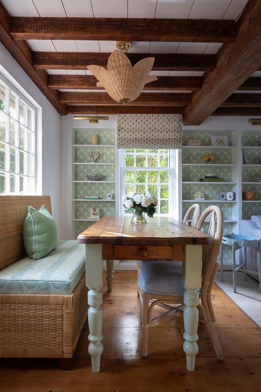 Dining room, Interior, Wooden Beams, Wood Texture Flooring