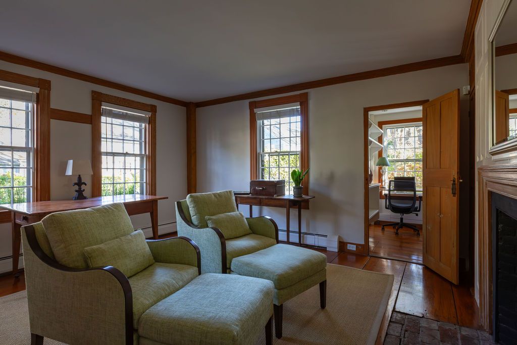 Fireplace, Home Office, Interior, Living room, Wood Texture Flooring