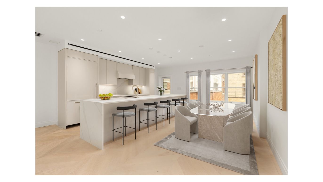 Dining room, Interior, Kitchen, Recessed Lighting, Wood Texture Flooring