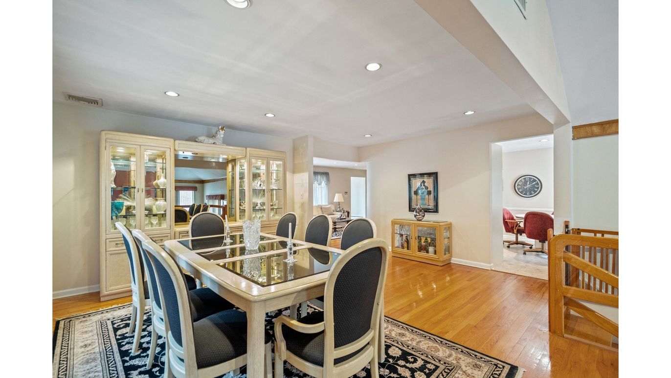 Dining room, Interior, Recessed Lighting, Wood Texture Flooring