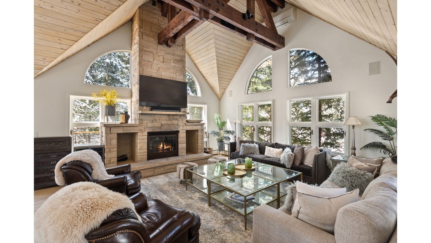 Fireplace, Interior, Living room, Stone Walls, Wooden Beams, Wooden Ceilings, Wood Texture Flooring
