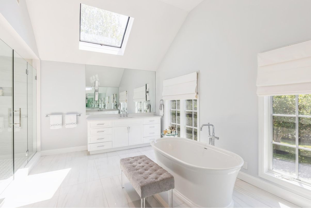 Bathroom, Dual Sink Vanities, Free Standing Baths, Glass Shower, Interior, Marble