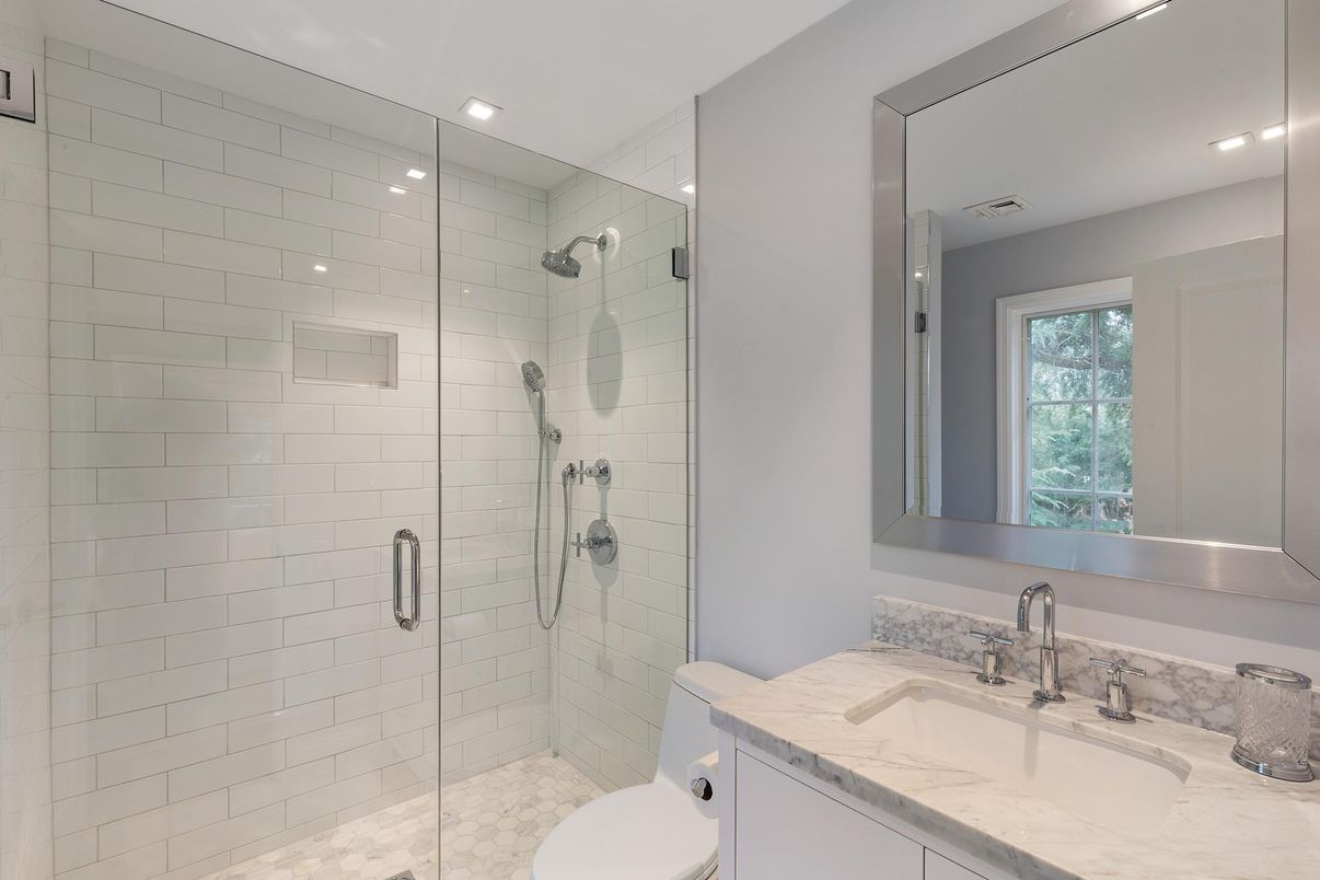 Bathroom, Glass Shower, Interior, Recessed Lighting