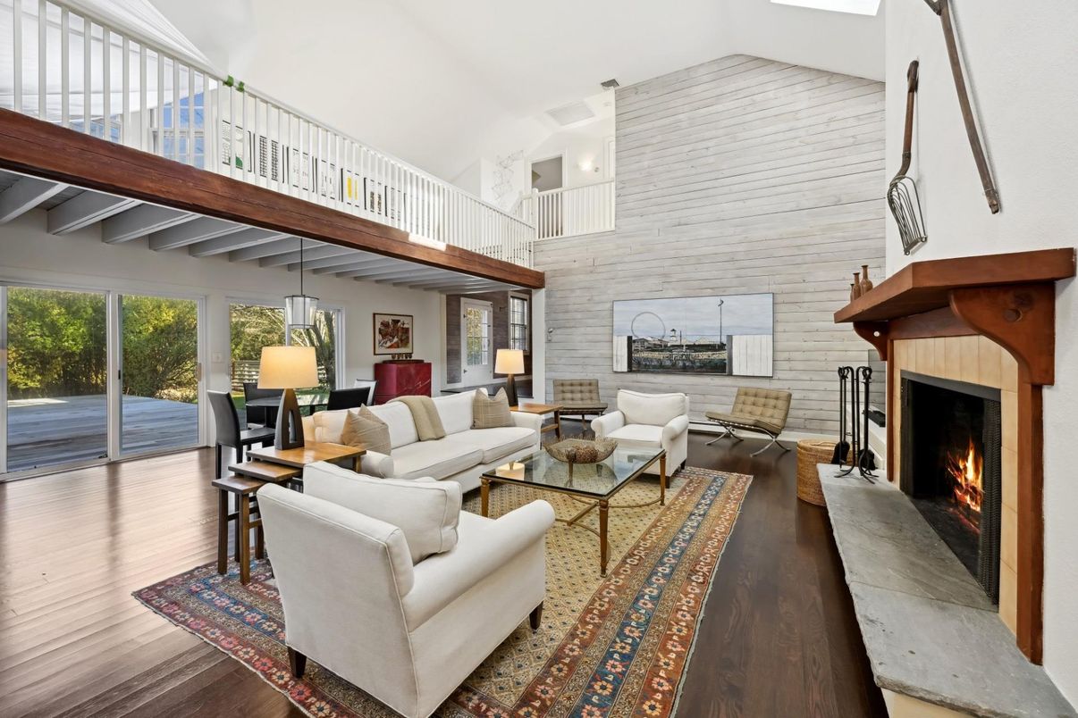 Dining room, Fireplace, Interior, Living room, Wood Texture Flooring