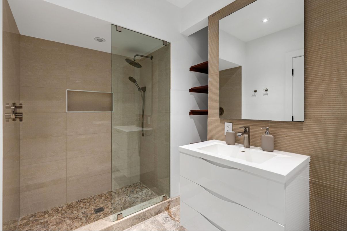 Bathroom, Glass Shower, Interior, Recessed Lighting