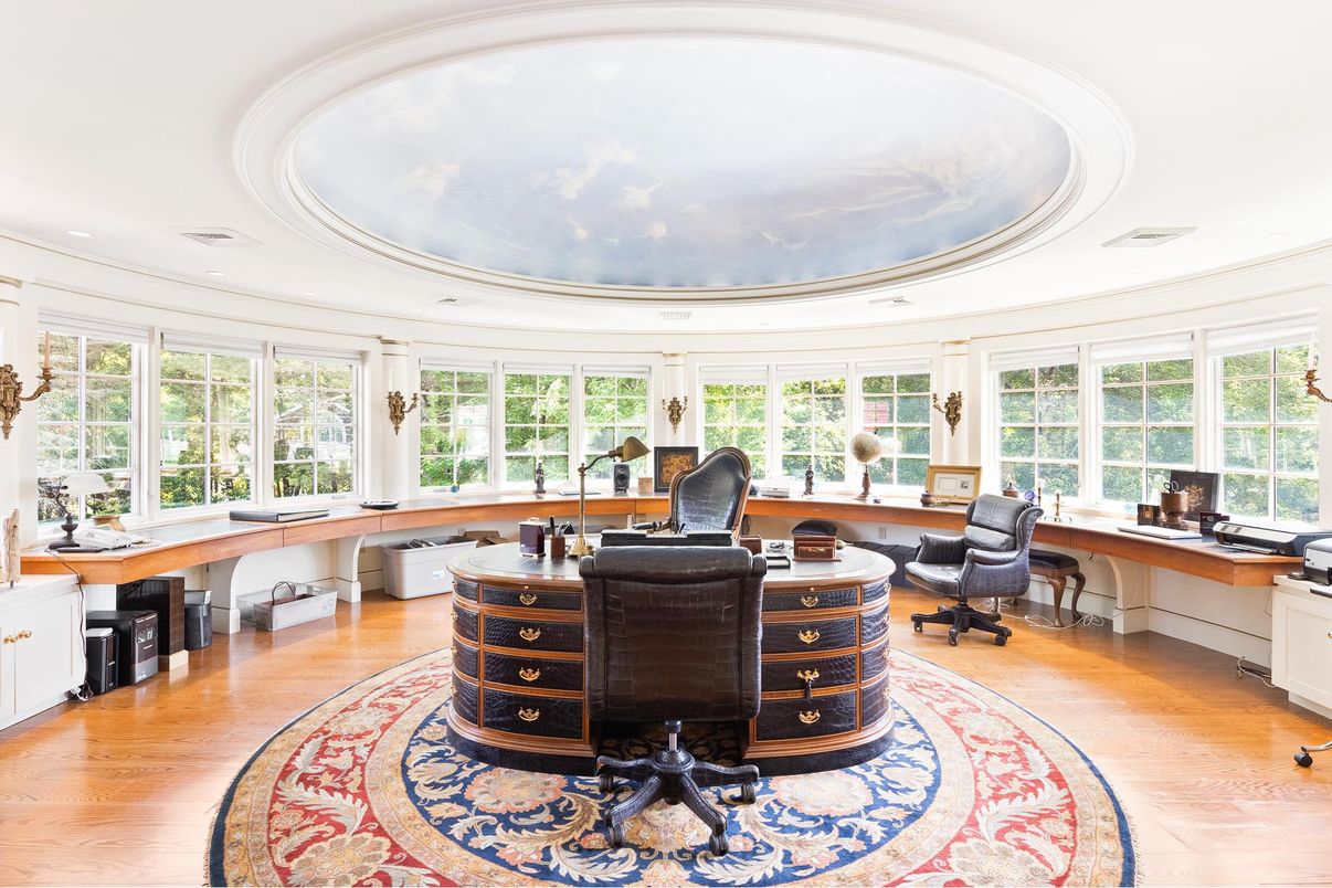 Home Office, Interior, Recessed Lighting, Wood Texture Flooring
