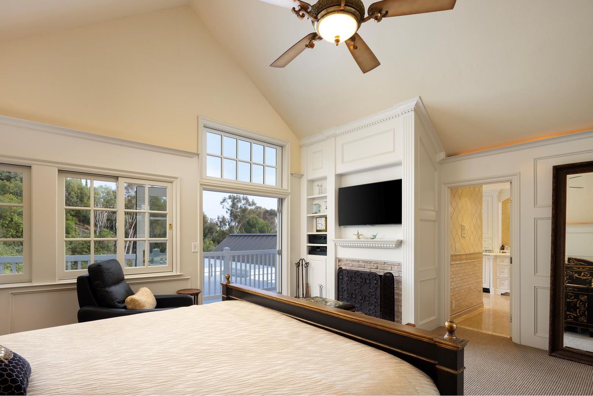 Bedroom, Fireplace, Interior