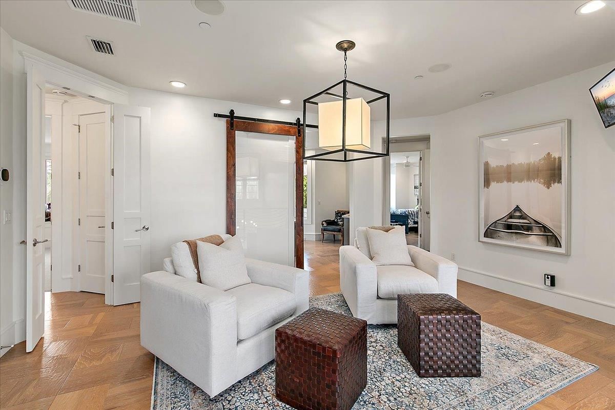Interior, Living room, Pendant Lights, Recessed Lighting, Wood Texture Flooring