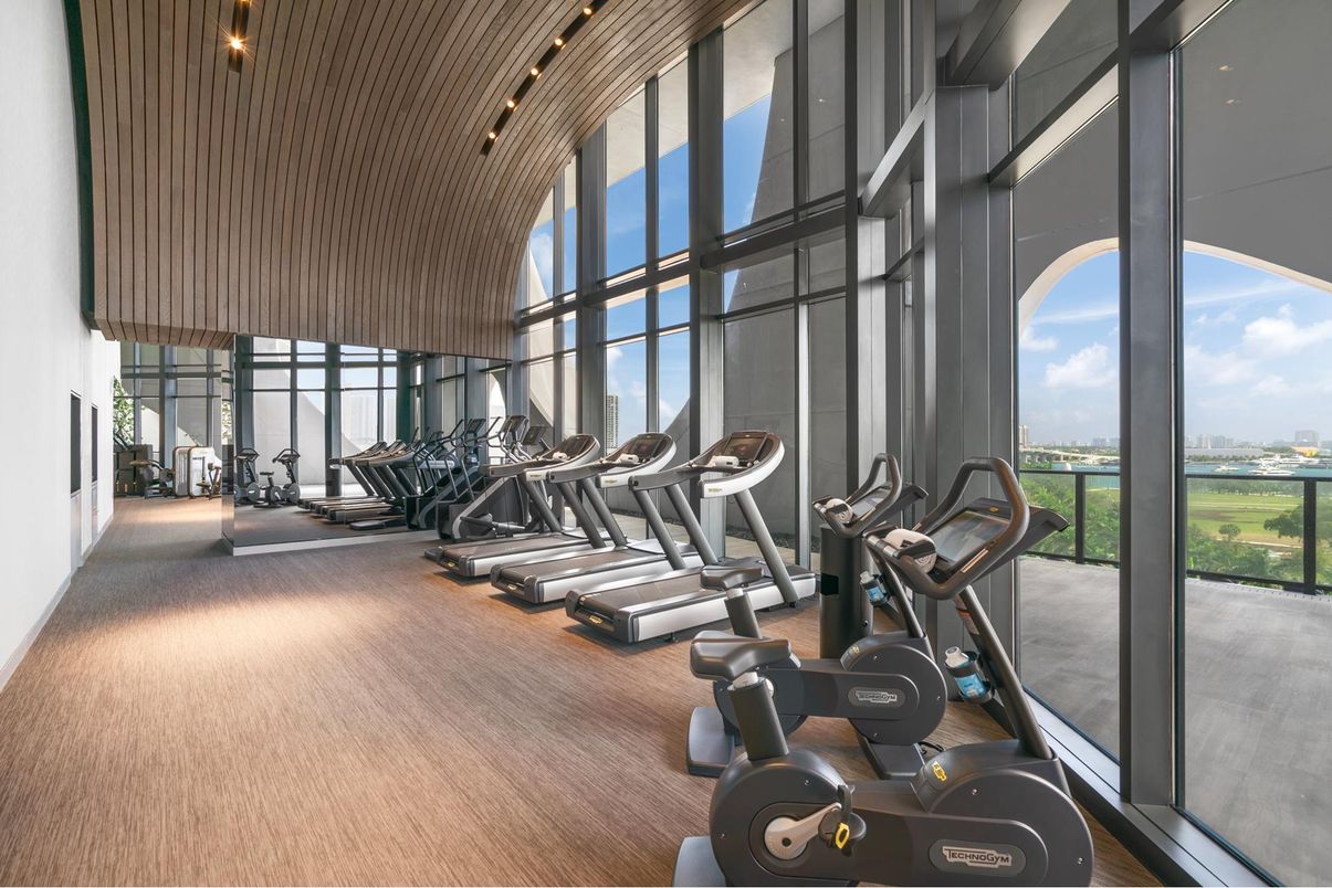 Fitness Equipment, Gym, Interior, Wood Texture Flooring