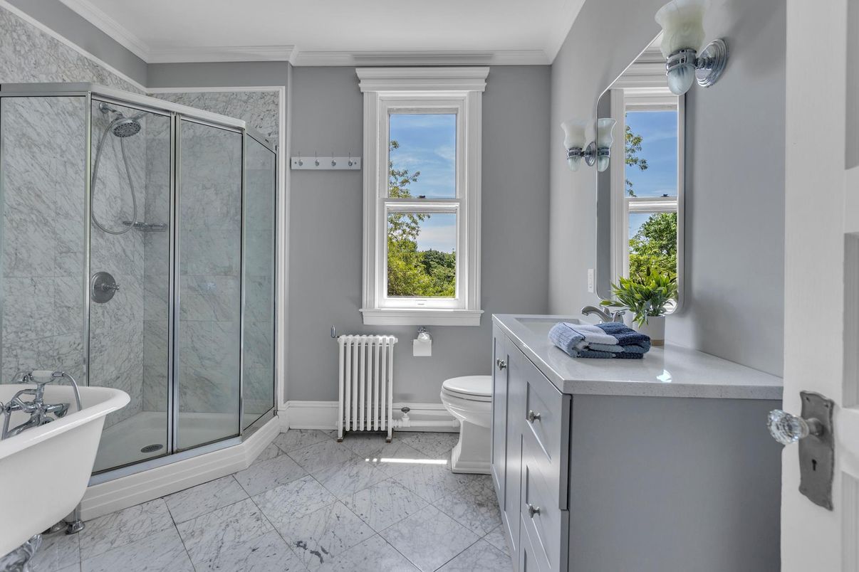 Bathroom, Glass Shower, Interior, Marble, Marble Walls