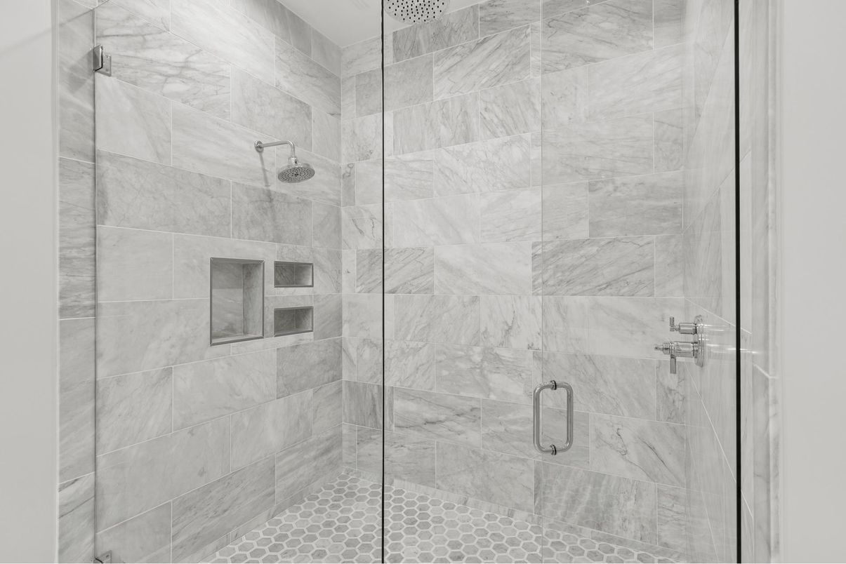 Bathroom, Glass Shower, Interior, Marble Walls