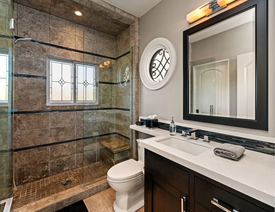 Bathroom, Glass Shower, Interior, Recessed Lighting