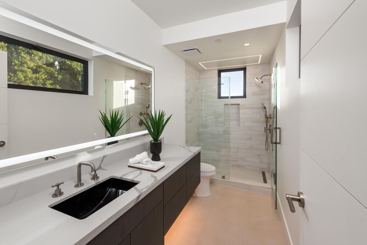 Bathroom, Dual Sink Vanities, Glass Shower, Interior, Recessed Lighting