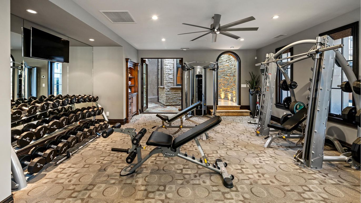 Fitness Equipment, Gym, Interior, Recessed Lighting