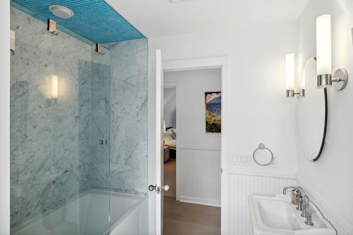 Bathroom, Glass Shower, Interior, Marble Walls