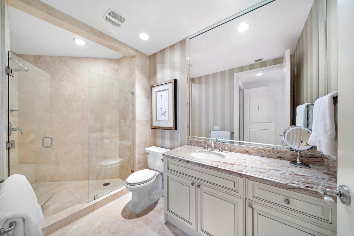 Bathroom, Glass Shower, Interior, Recessed Lighting