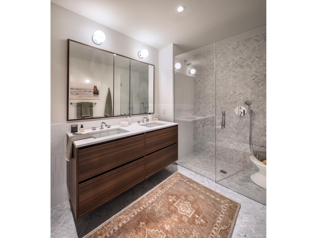 Bathroom, Dual Sink Vanities, Glass Shower, Interior, Recessed Lighting