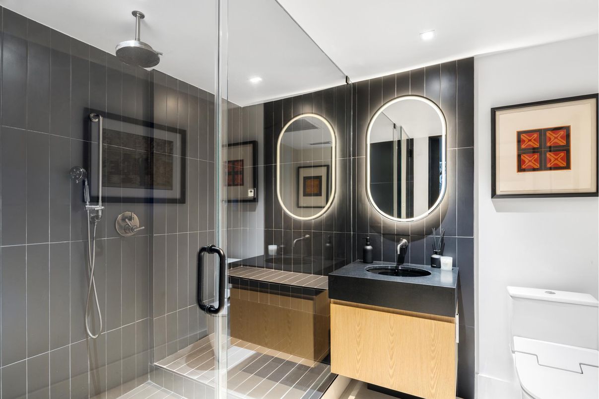 Bathroom, Dual Sink Vanities, Glass Shower, Interior, Recessed Lighting