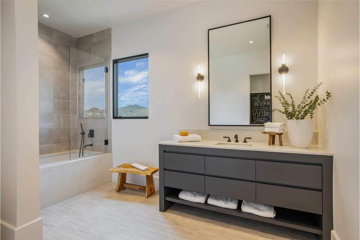 Bathroom, Glass Shower, Interior, Recessed Lighting