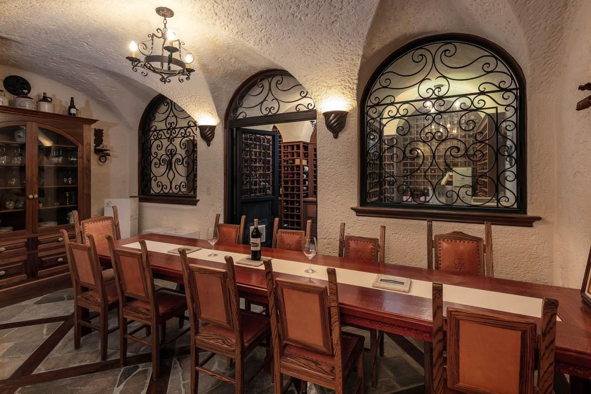 Chandelier, Dining room, Interior, Wine Storage