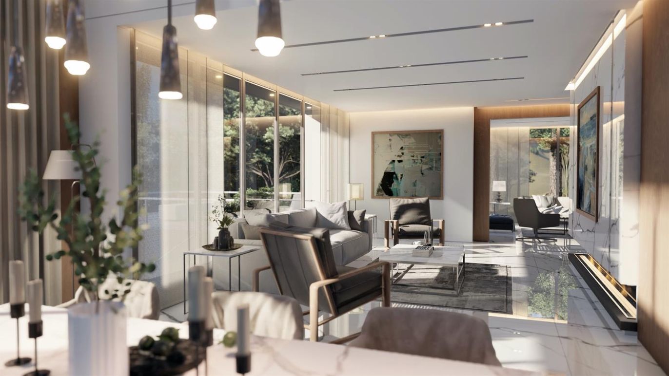 Interior, Living room, Marble, Recessed Lighting