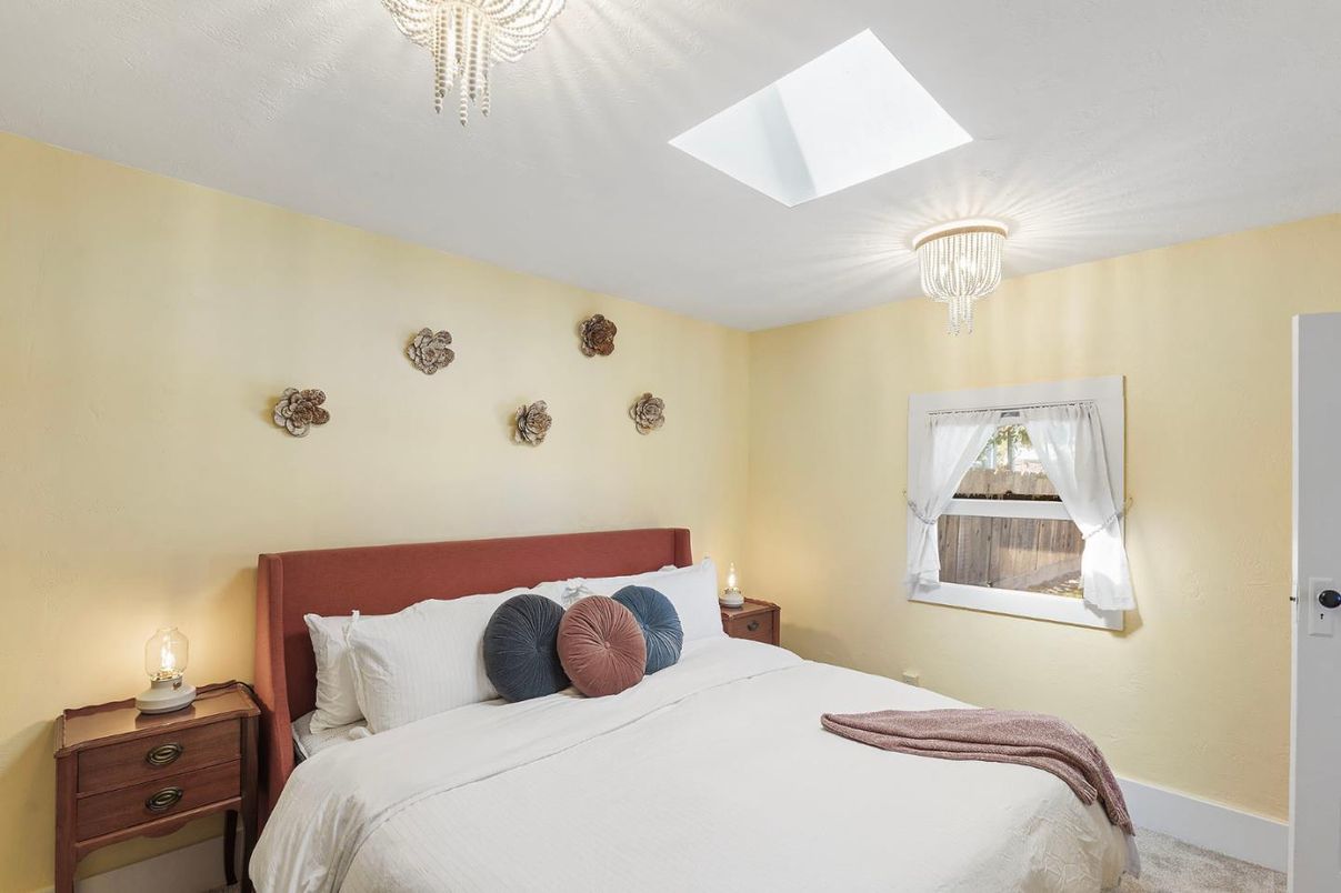 Bedroom, Chandelier, Interior