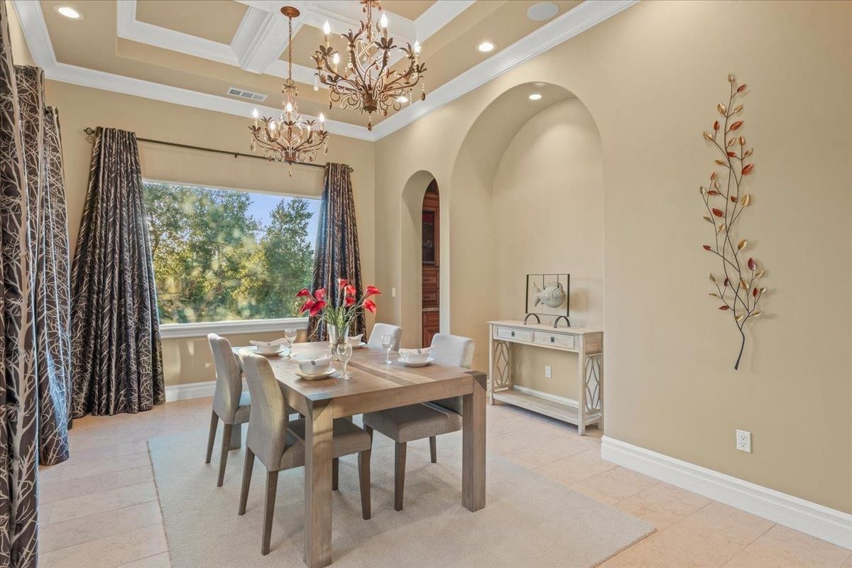 Chandelier, Dining room, Interior, Recessed Lighting