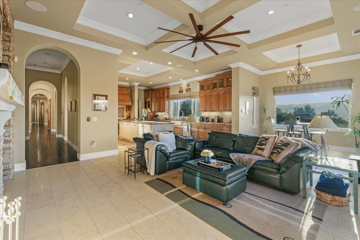 Chandelier, Interior, Kitchen, Living room, Recessed Lighting, Wood Texture Flooring