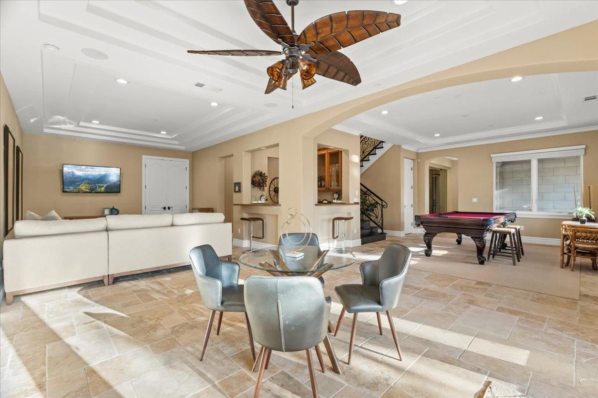 Billiard Table, Dining room, Game Room, Interior, Living room, Recessed Lighting