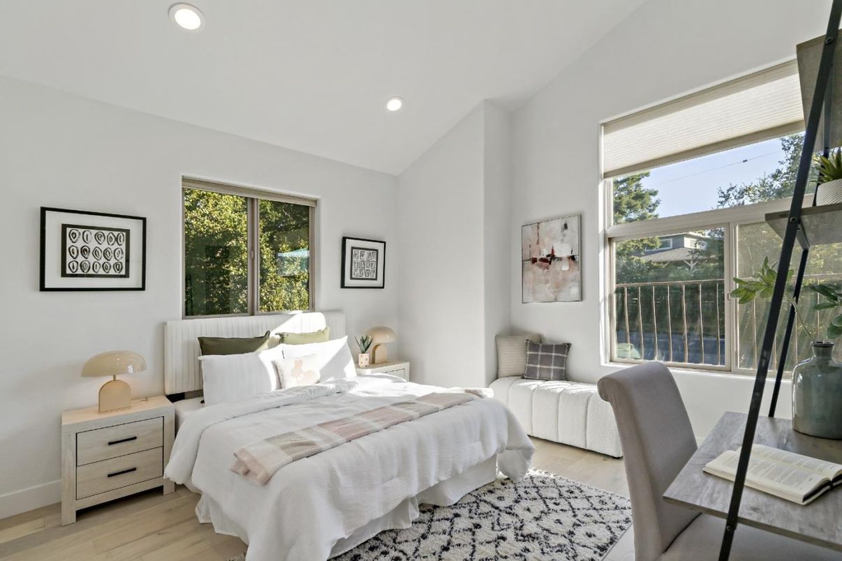 Bedroom, Home Office, Interior, Recessed Lighting, Wood Texture Flooring