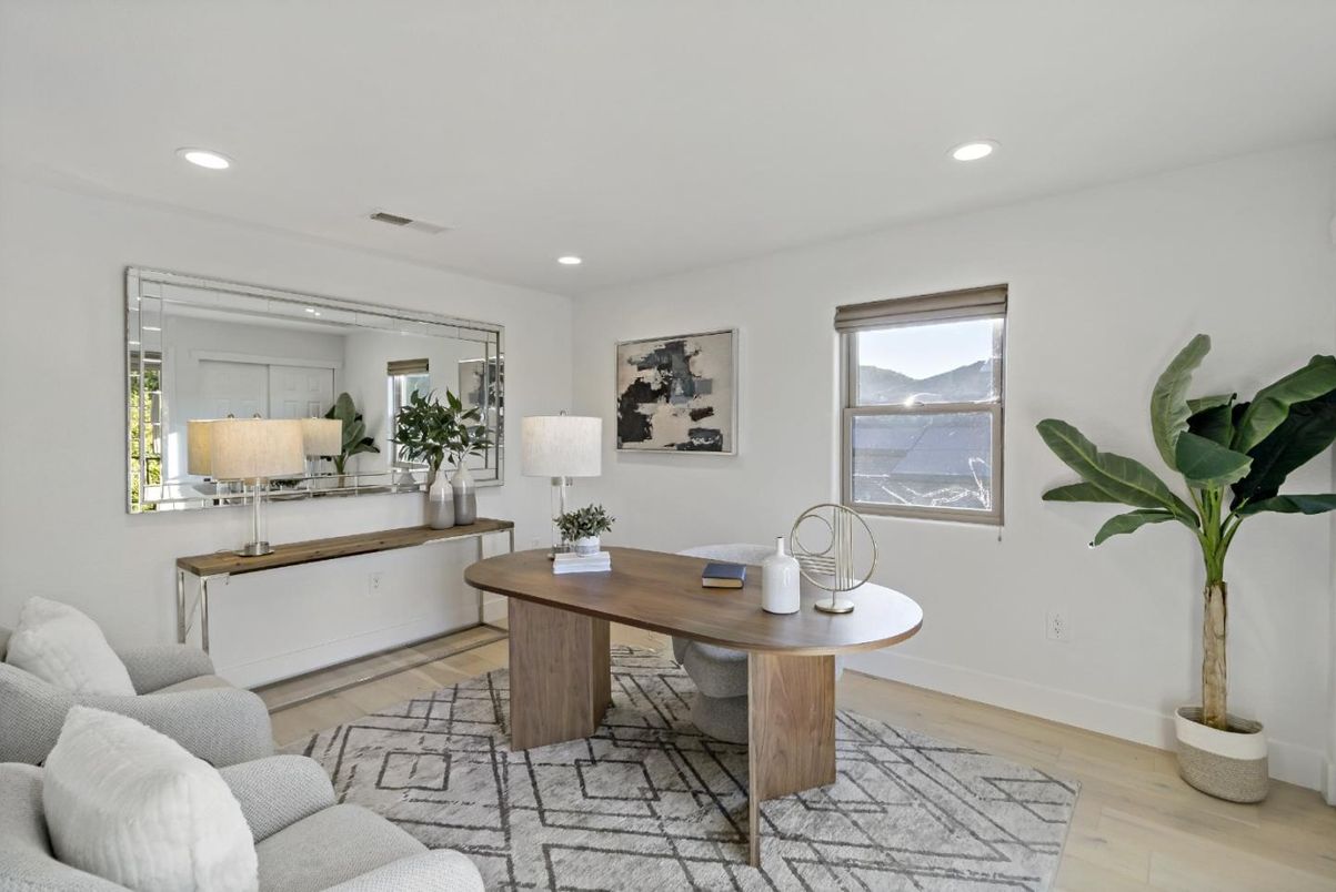 Home Office, Interior, Recessed Lighting, Wood Texture Flooring