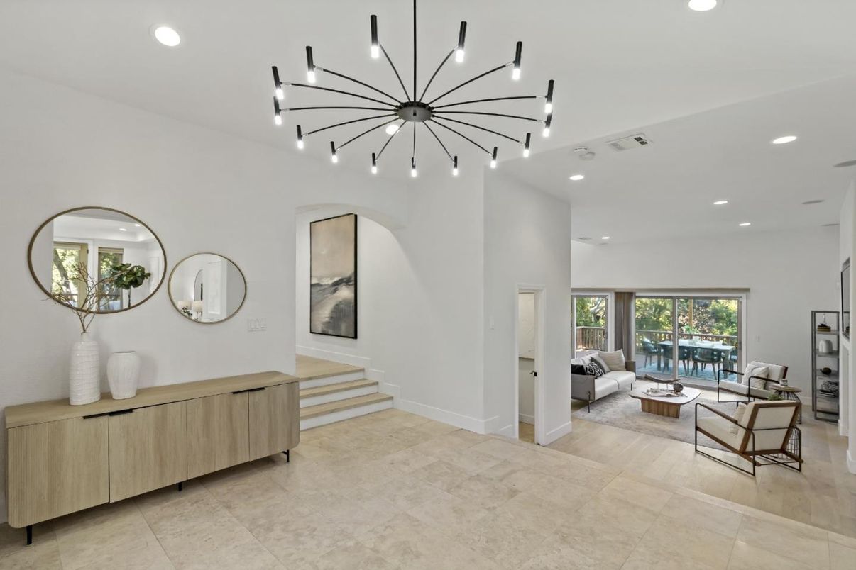 Interior, Living room, Pendant Lights, Recessed Lighting, Wood Texture Flooring