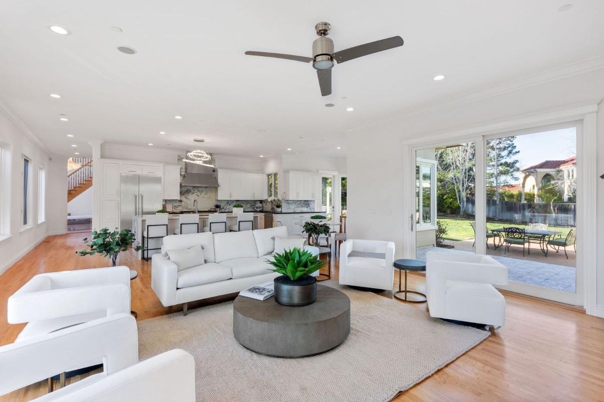 Interior, Kitchen, Living room, Recessed Lighting, Stainless Steel Appliances, Wood Texture Flooring