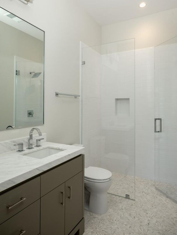 Bathroom, Glass Shower, Interior, Recessed Lighting