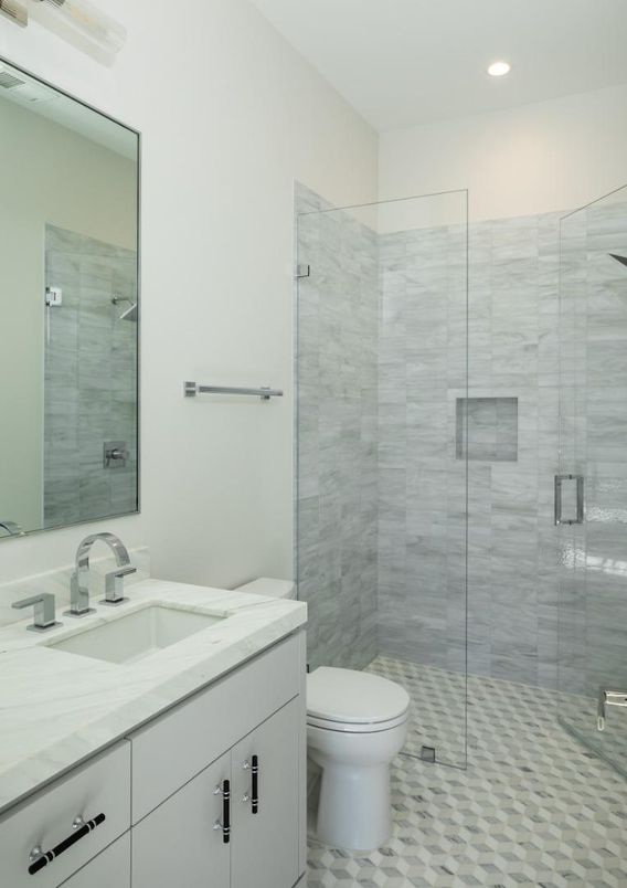 Bathroom, Glass Shower, Interior, Recessed Lighting