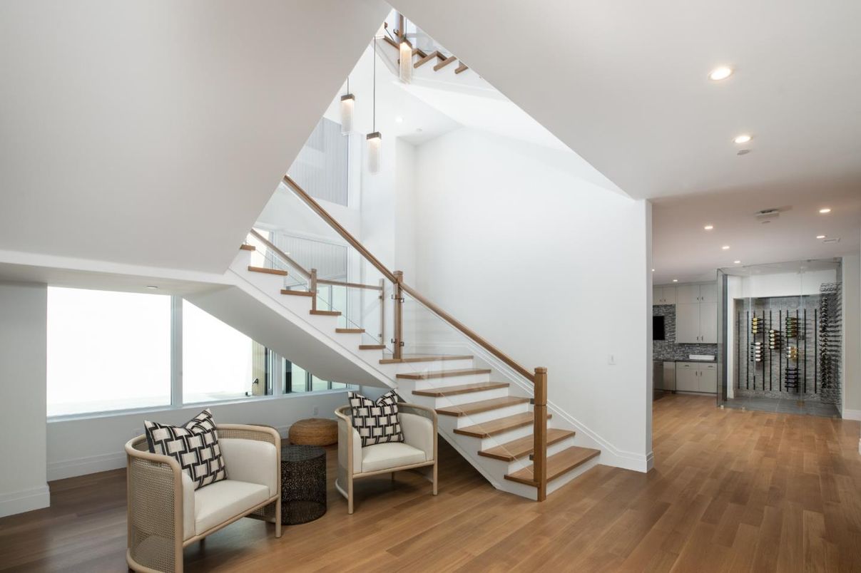 Interior, Kitchen, Pendant Lights, Recessed Lighting, Wine Storage, Wood Texture Flooring