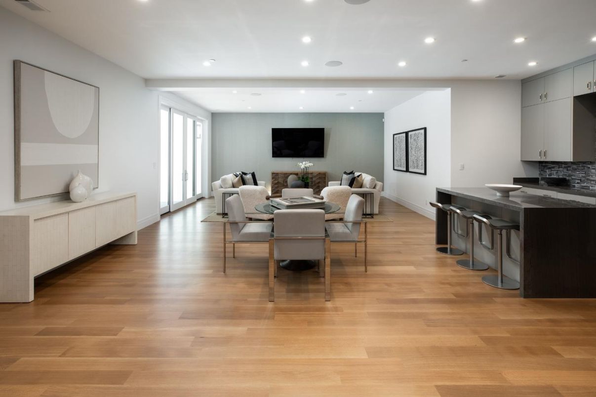 Interior, Kitchen, Living room, Recessed Lighting, Wood Texture Flooring