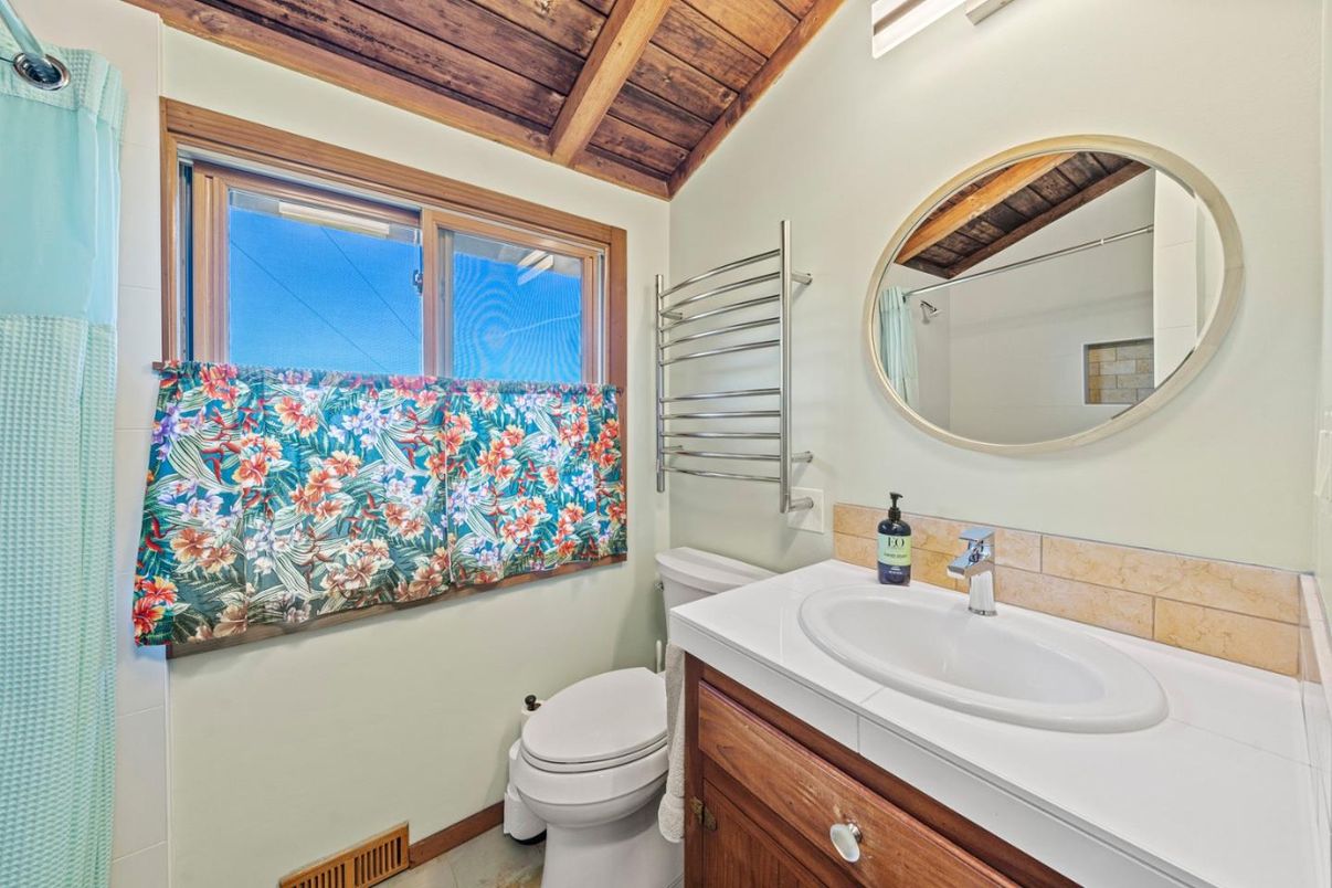 Bathroom, Interior, Tile Countertops, Wooden Beams, Wooden Ceilings