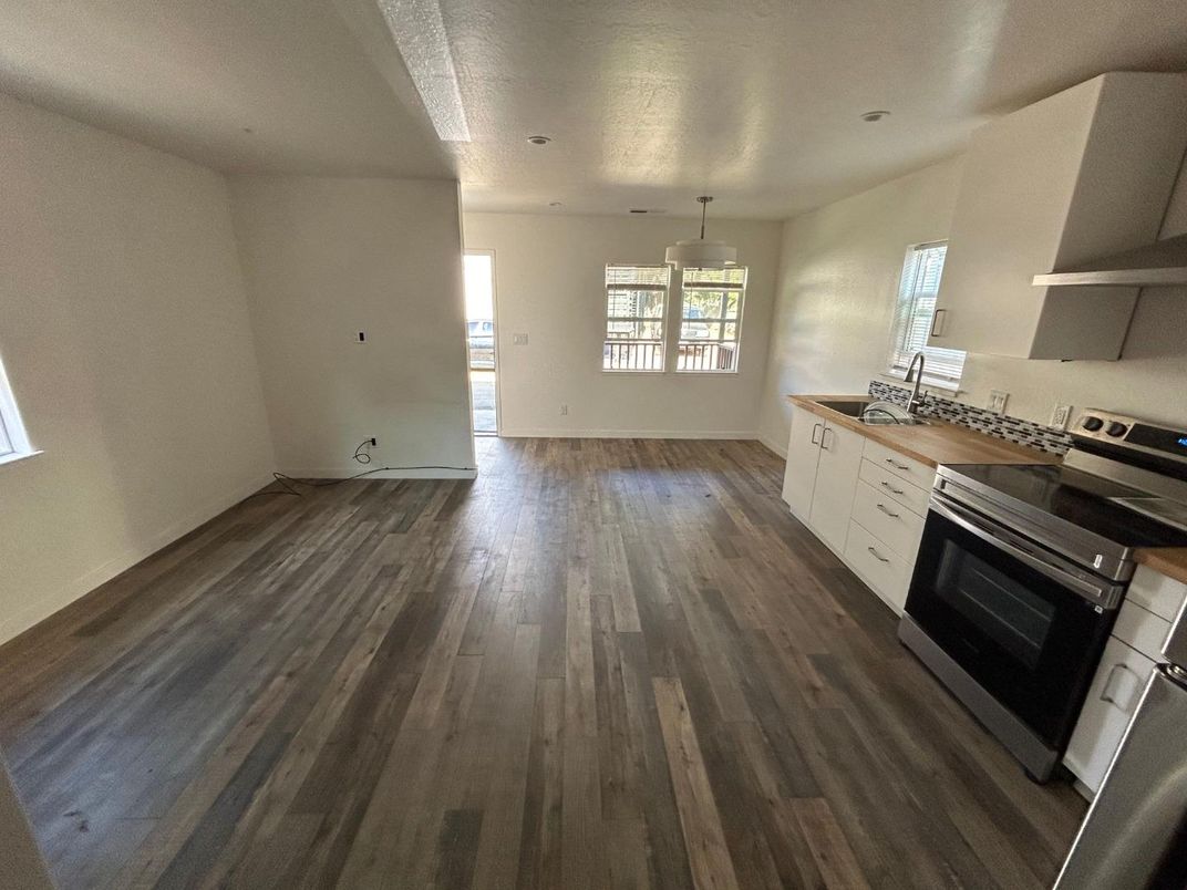 Interior, Kitchen, Recessed Lighting, Wood Texture Flooring