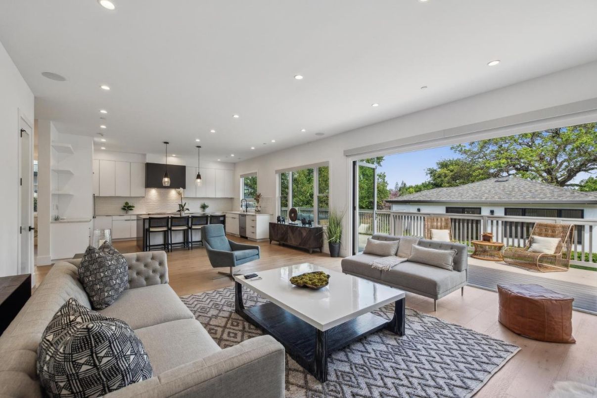 Interior, Kitchen, Living room, Pendant Lights, Recessed Lighting, Wood Texture Flooring