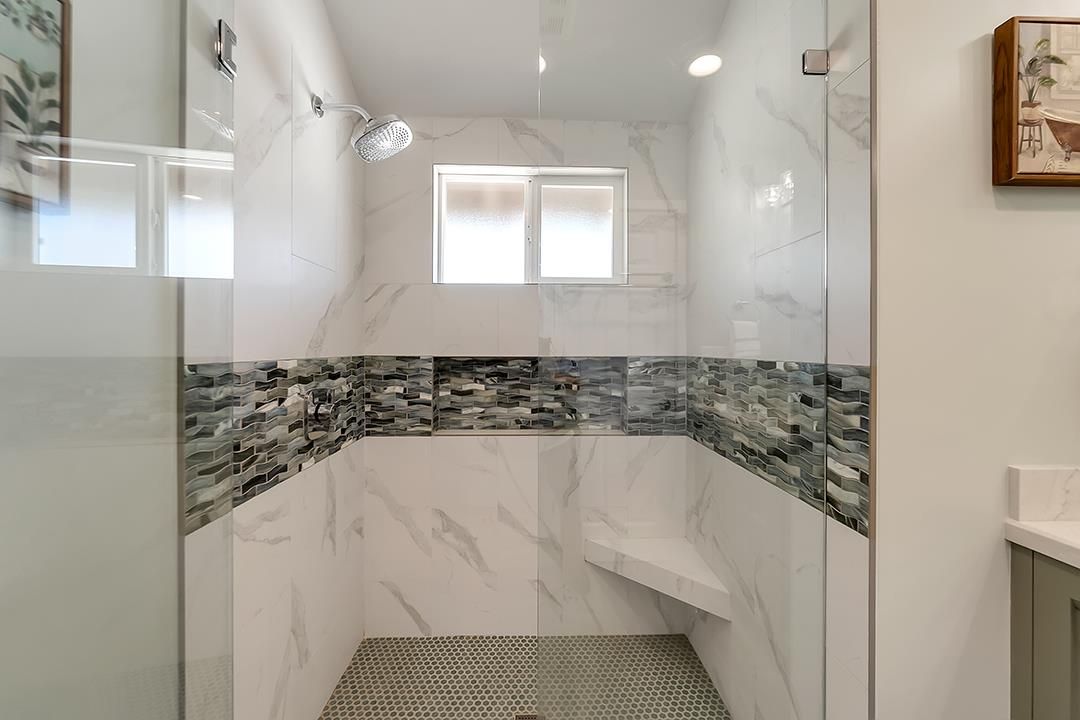 Bathroom, Interior, Marble Walls, Recessed Lighting
