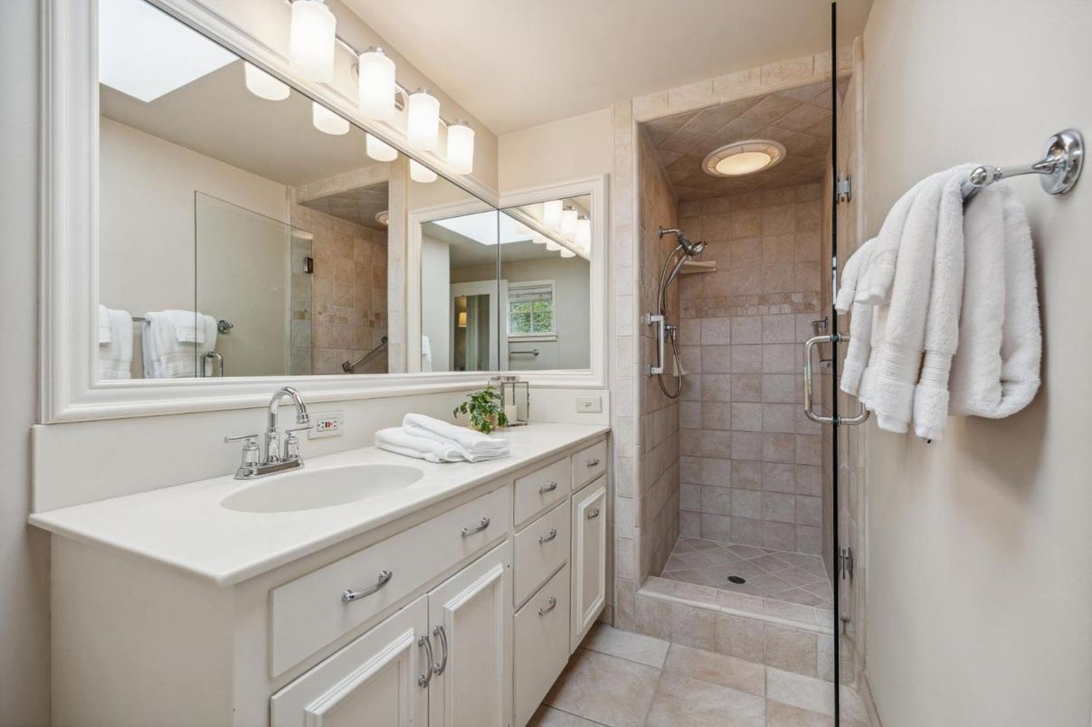 Bathroom, Glass Shower, Interior, Recessed Lighting