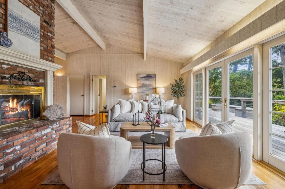 Fireplace, Interior, Living room, Stone Walls, Wooden Ceilings, Wood Texture Flooring